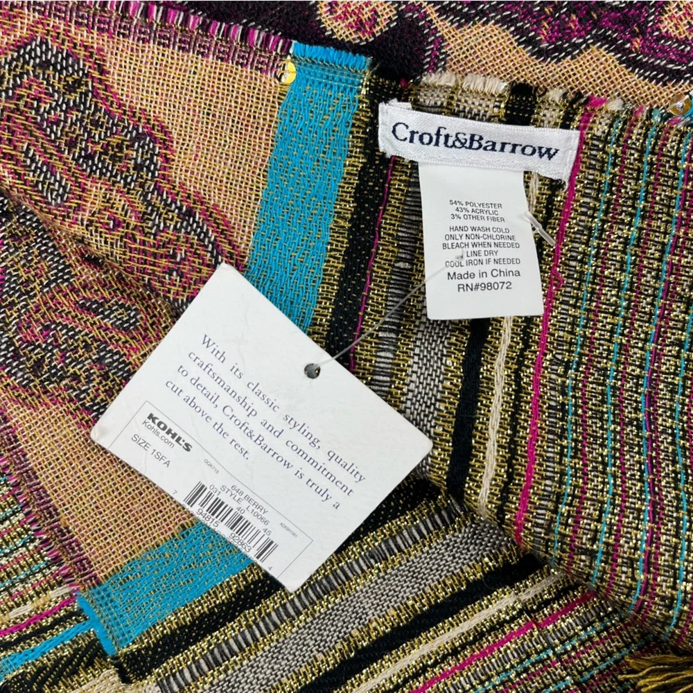 Croft & Barrow Embellished Fringed Scarf 27x70